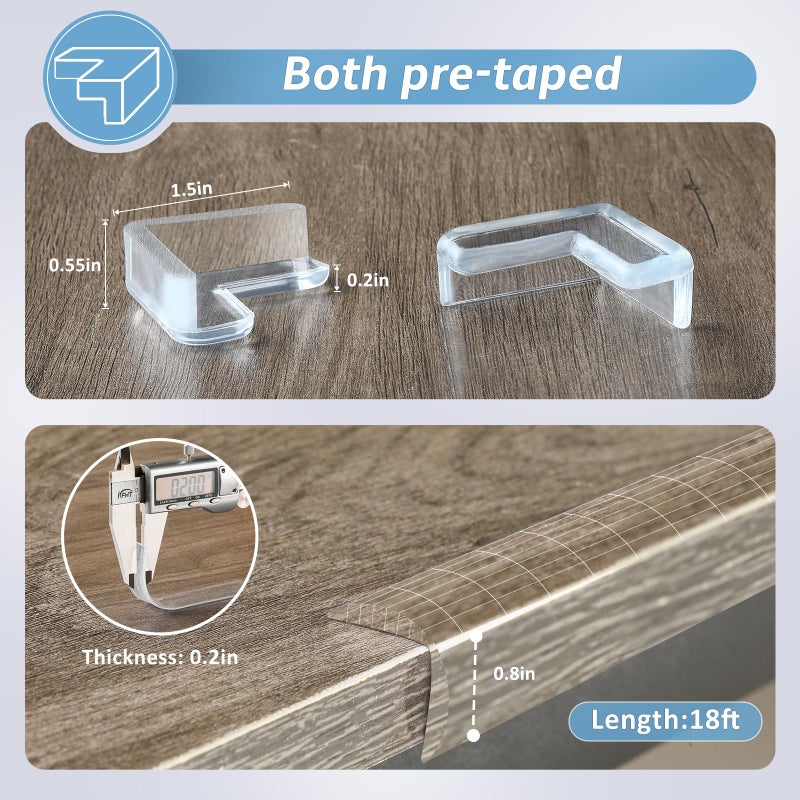 POIKSHARK Edge Corner Protector Baby Proofing 18ft (5.5M) with 8 Corners  Clear Soft Corner Protectors Baby Proof  Furniture Corner Guard & Edge Safety  Edge Protector for Table and Fireplace - Image 5